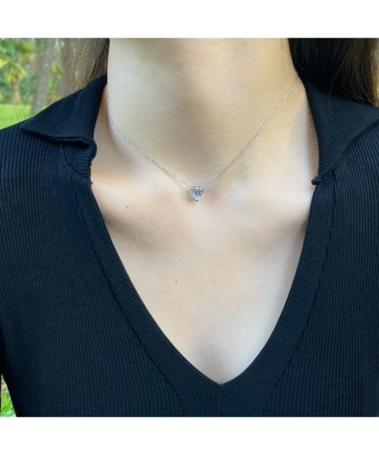 Серебряная цепочка с подвеской из циркона "Сердечко"