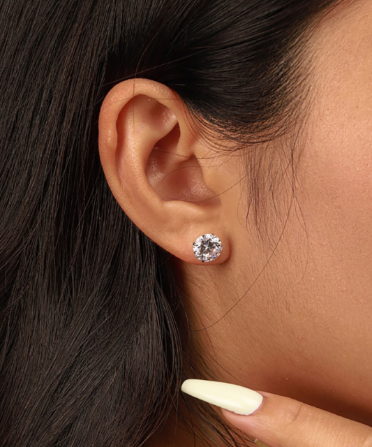 Серьги из серебра с цирконами 8mm