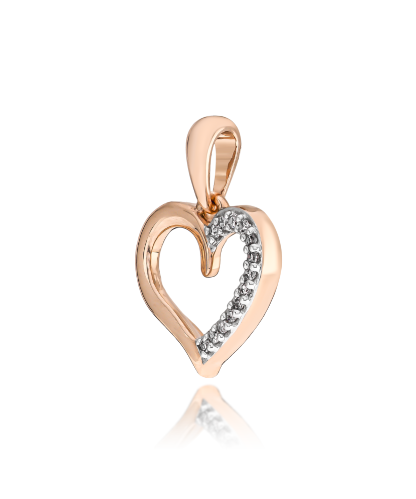 Золотой подвеска с алмазами "Сердечко"