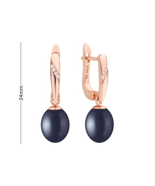 Apzeltīti sudraba auskari ar pērlēm un cirkoniju - Goldinga