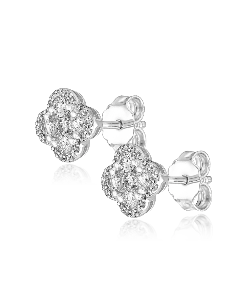 Baltā Zelta Auskari Ar Dimantiem