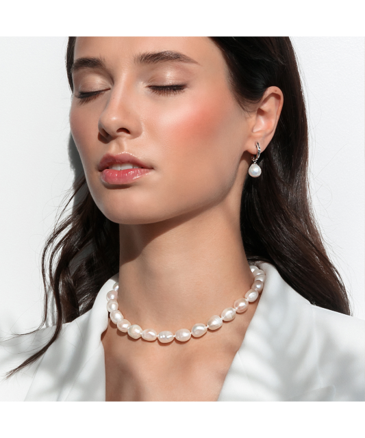 Sudraba auskari ar pērlēm - Goldinga