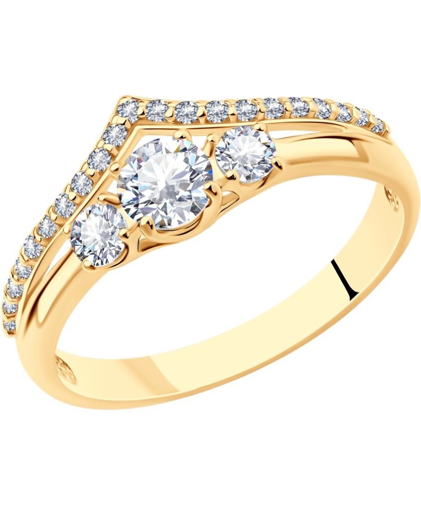 Позолоченное кольцо из серебра с цирконами