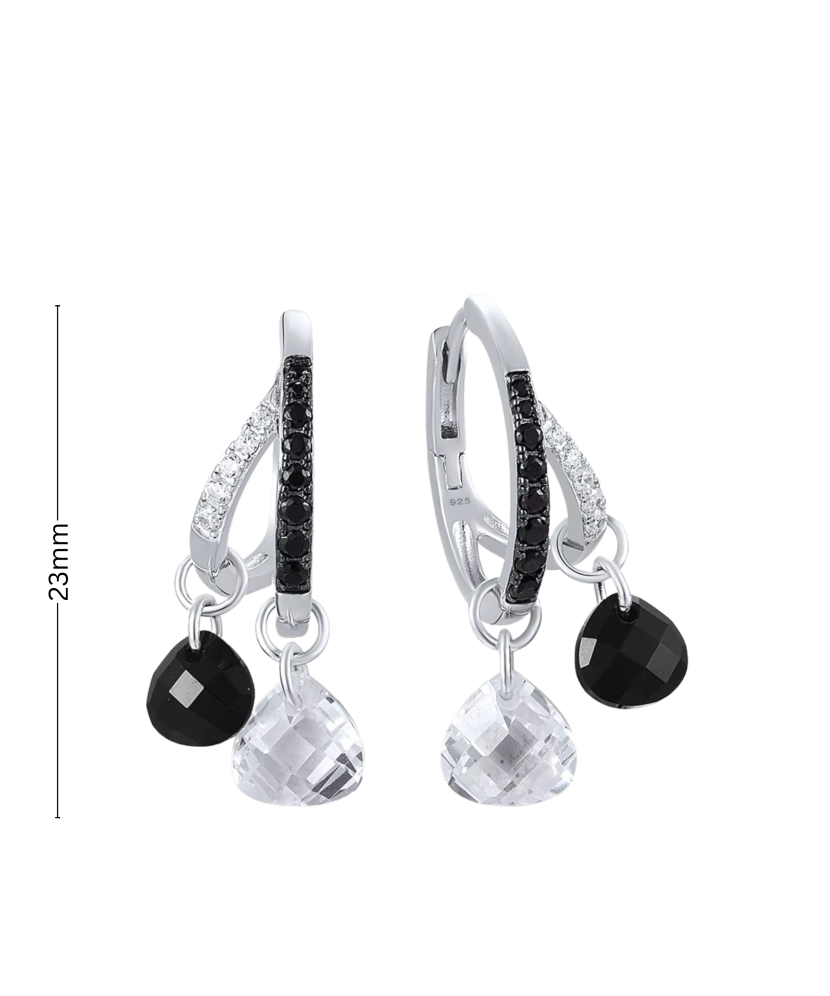 Серебряные серьги со шпинелями и цирконами