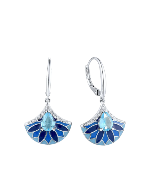 Серьги из серебра с эмалью и цирконами