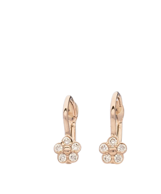 Zelta bērnu auskari ar cirkonijiem "Puķītes" - Goldinga