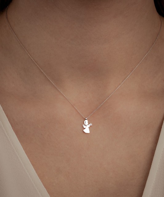 Baltā Zelta ķēdīte ar briljanta piekariņu