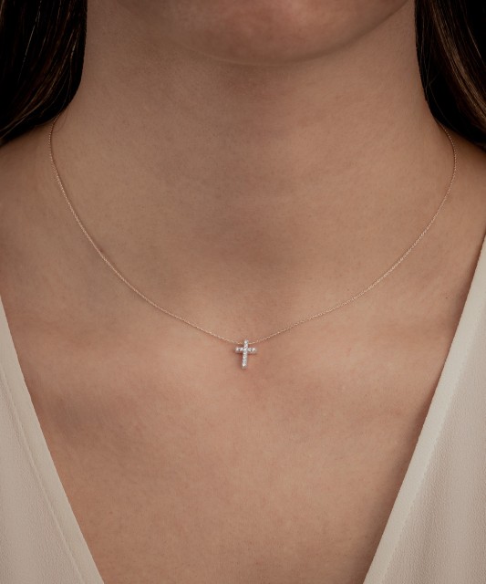 Baltā Zelta ķēdīte ar briljanta piekariņu