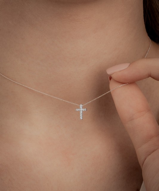 Baltā Zelta ķēdīte ar briljanta piekariņu