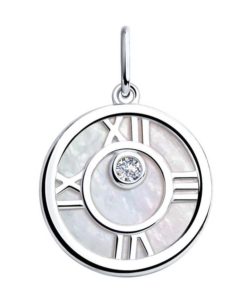 Sudraba piekariņš ar perlamutru un cirkoniju - Sudraba Kuloni - Goldinga