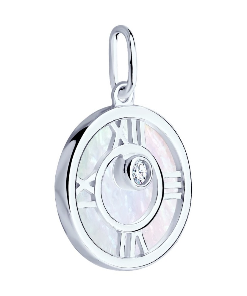 Sudraba piekariņš ar perlamutru un cirkoniju - Sudraba Kuloni - Goldinga