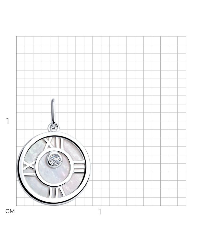 Sudraba piekariņš ar perlamutru un cirkoniju - Sudraba Kuloni - Goldinga