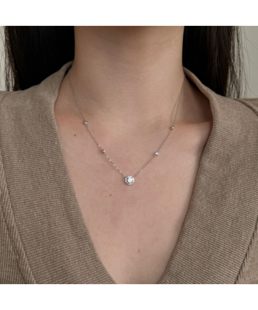 Серебряная цепочка с подвеской из циркона