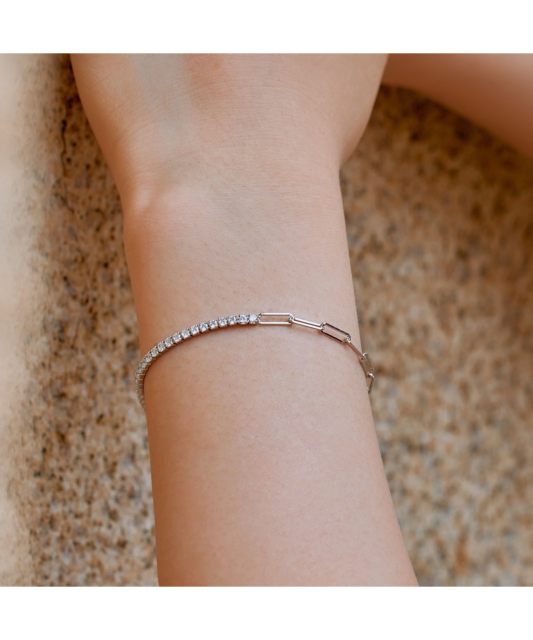 Sudraba rokassprādze ar cirkonijiem