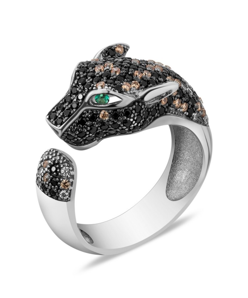 Серебряное кольцо с цирконами "Леопард"