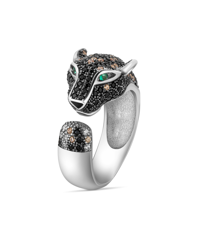 Серебряное кольцо с цирконами "Леопард"