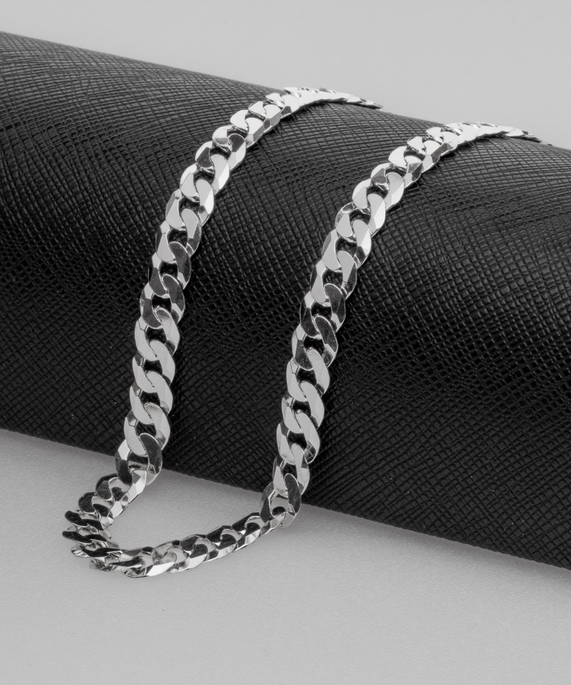 Якорная цепочка из родированного серебра "Curb" 6.7mm