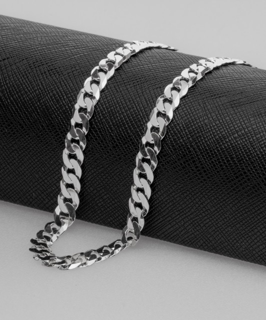 Masīva sudraba ķēde, pārklāta ar rodiju vīriešiem "Curb" 6.7mm - Go...