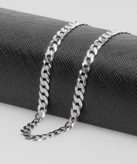 Sudraba ķēdīte ar rodija pārklājumu "Curb" 6mm