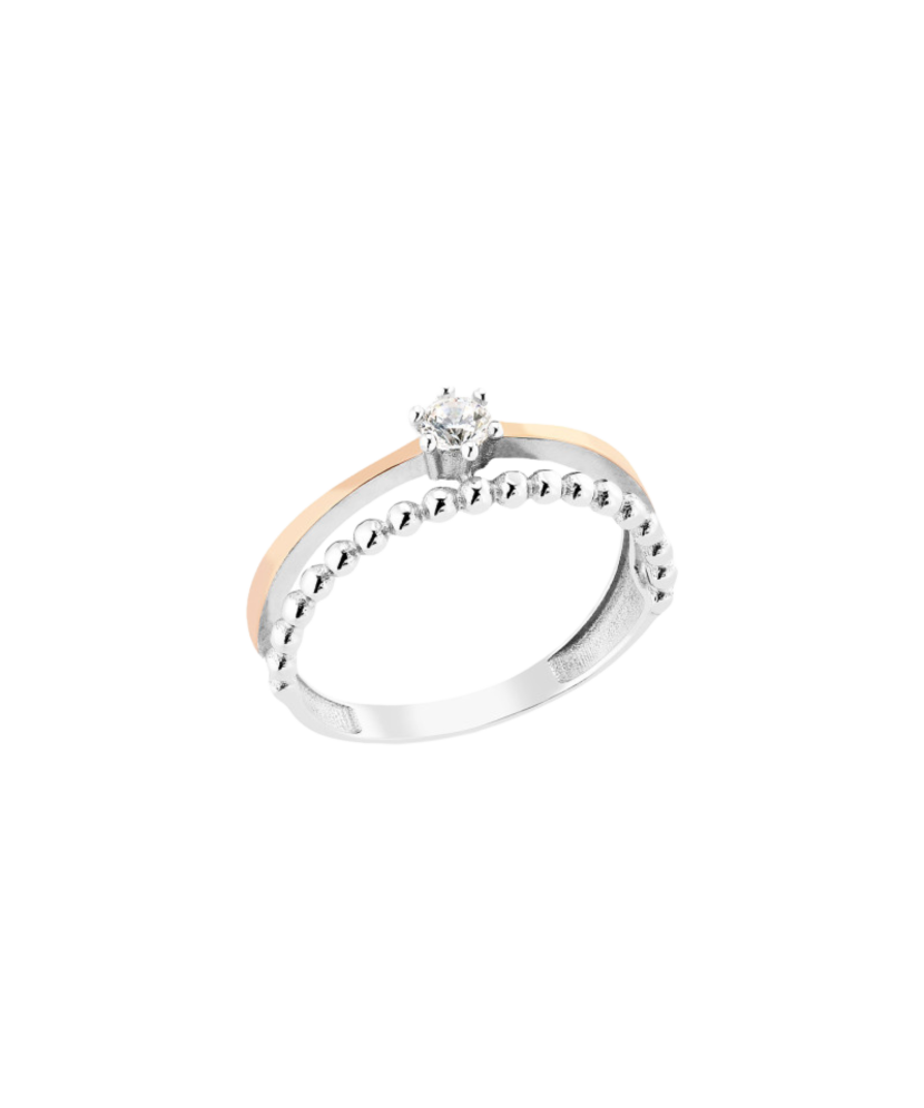 Apzeltīts sudraba gredzens ar cirkonijiem