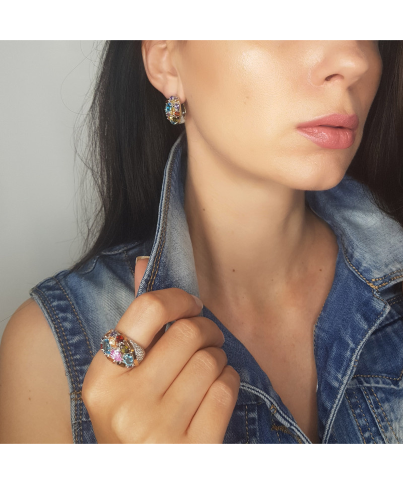 Apzeltīts sudraba gredzens ar cirkonijiem