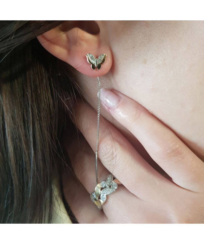 Apzeltīti sudraba auskari ar cirkonijiem