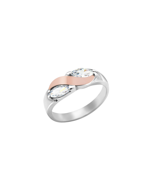 Apzeltīts sudraba gredzens ar cirkonijiem