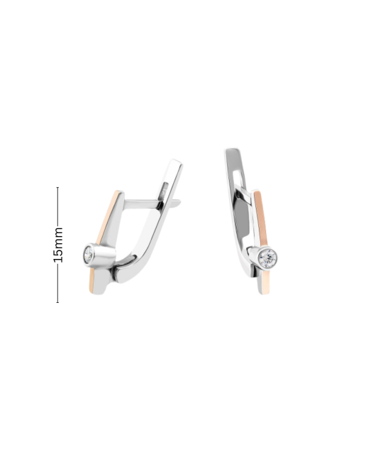 Apzeltīti sudraba auskari ar cirkonijiem