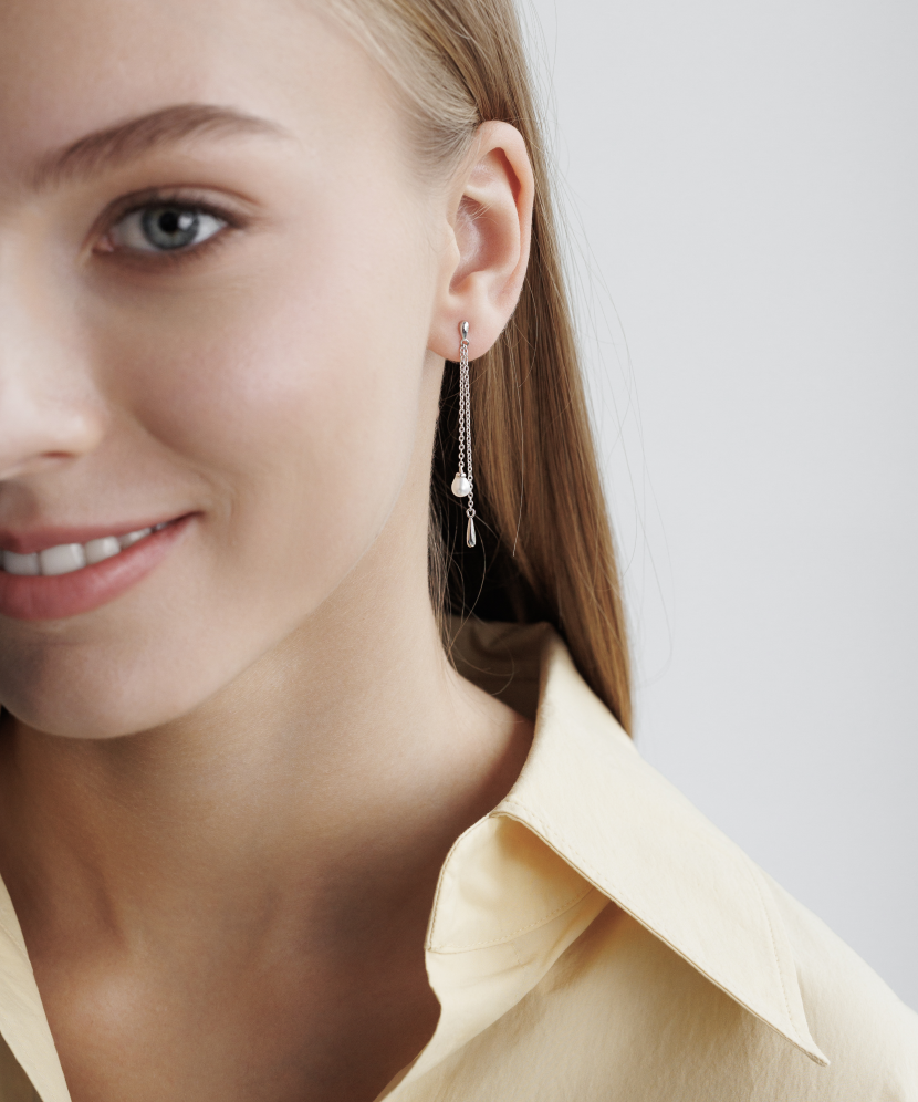 Sudraba auskari ar pērlēm