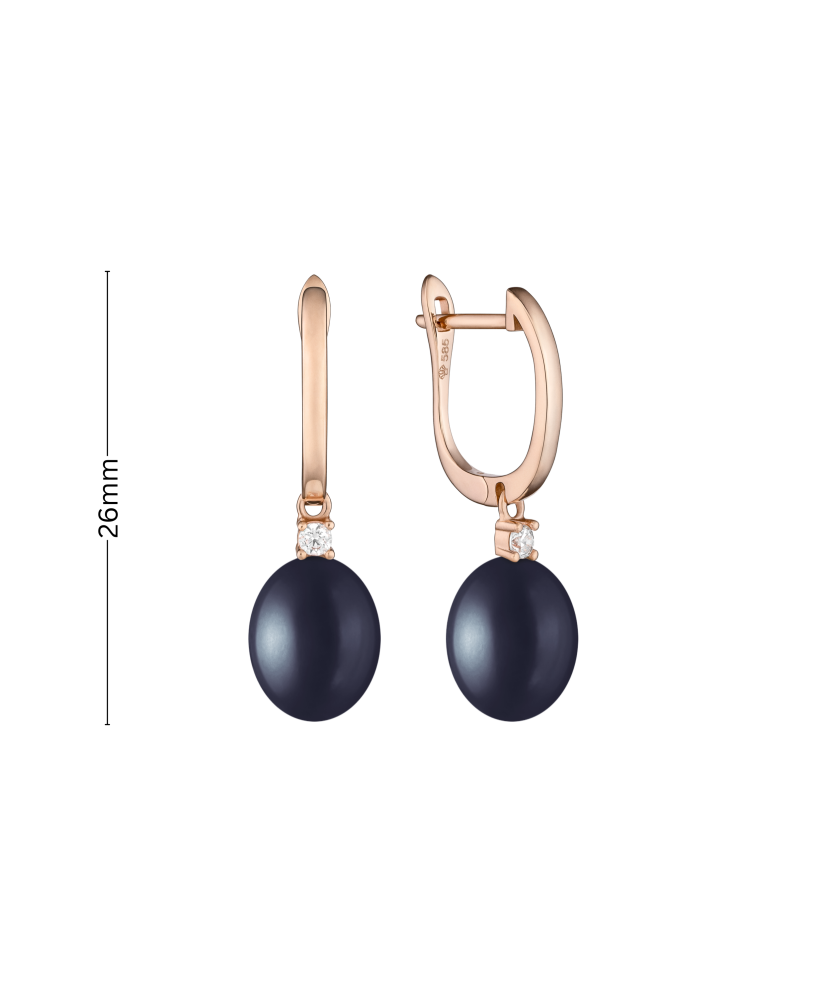 Zelta auskari ar pērlēm un cirkoniju