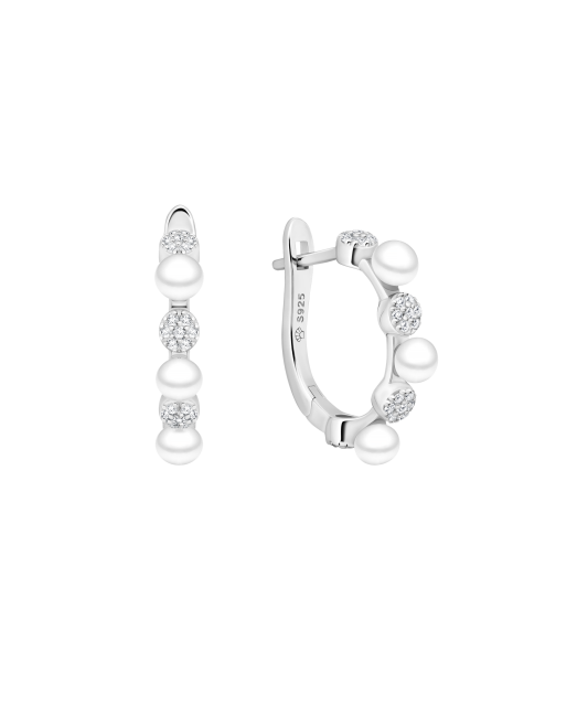 Sudraba auskari ar pērlēm un cirkonijiem