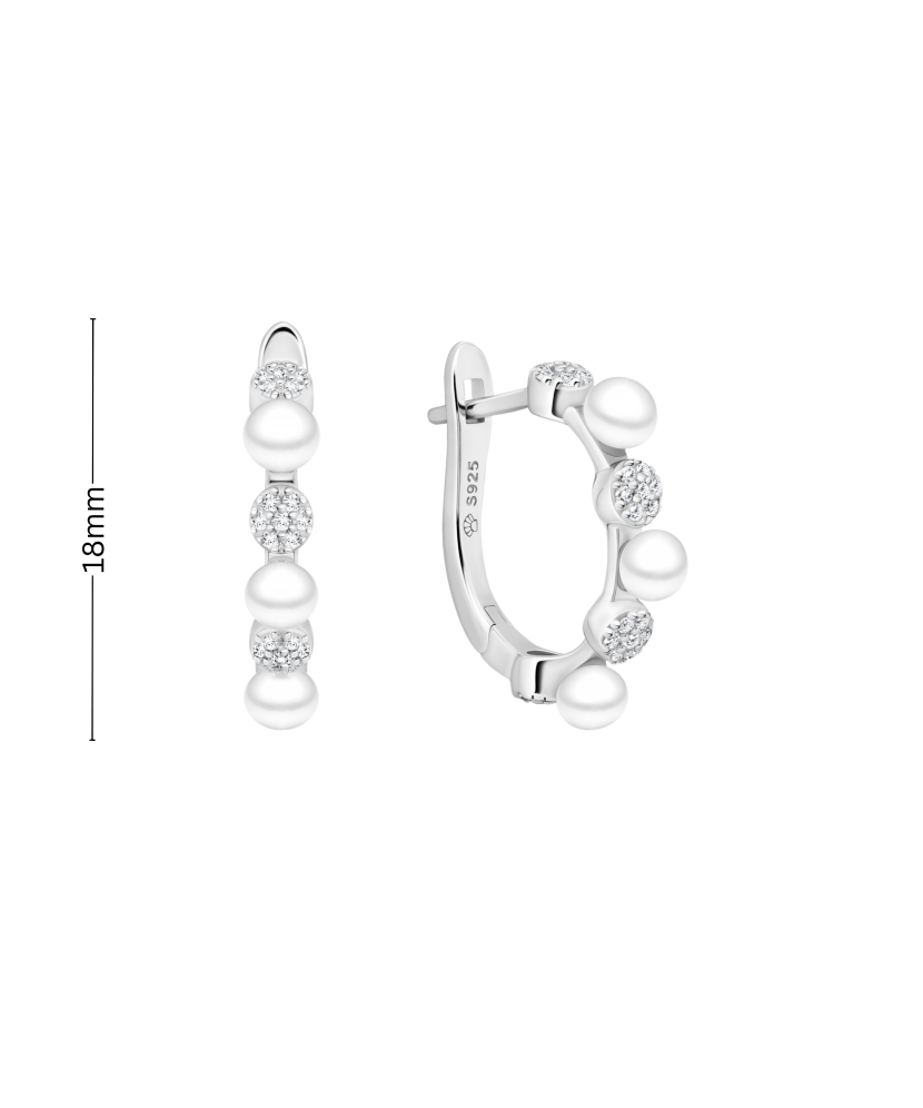 Серьги из серебра с жемчугом и цирконами