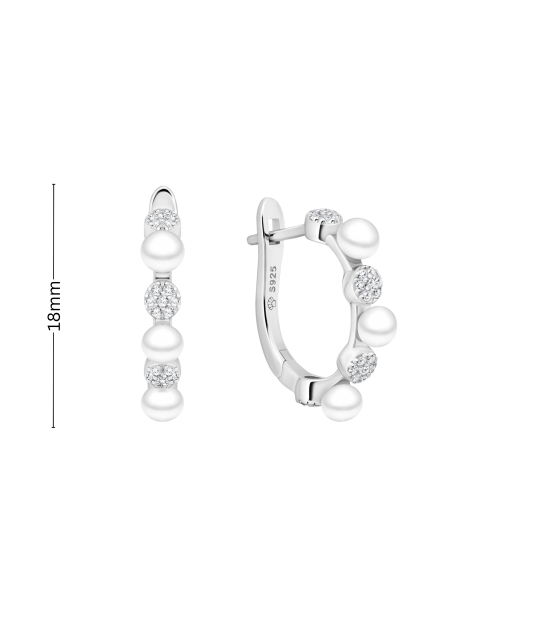 Sudraba auskari ar pērlēm un cirkonijiem