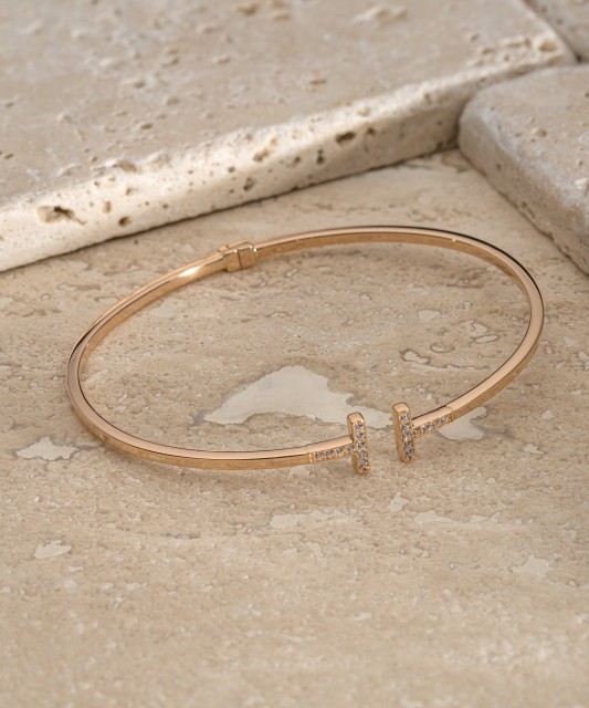 Zelta cieta rokassprādze ar cirkonijiem