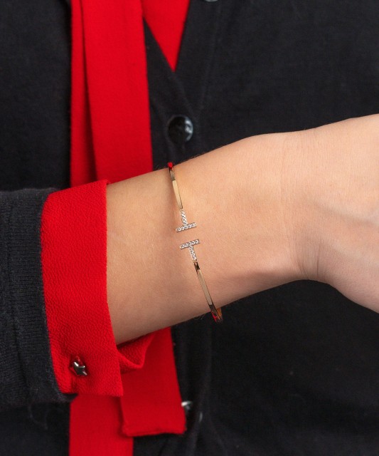 Zelta cieta rokassprādze ar cirkonijiem