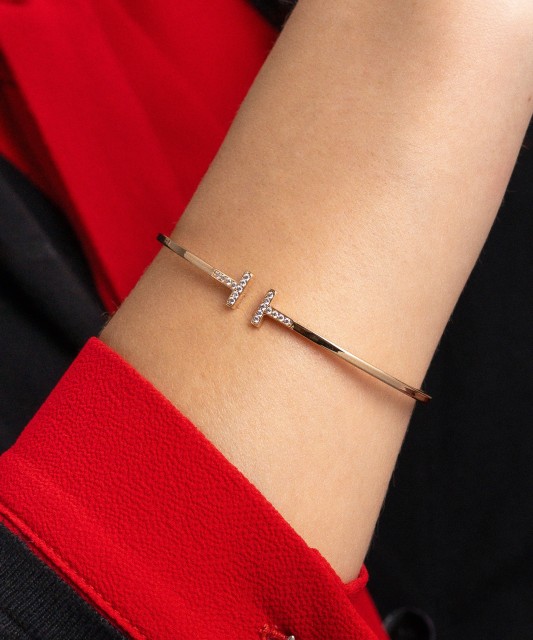 Zelta cieta rokassprādze ar cirkonijiem