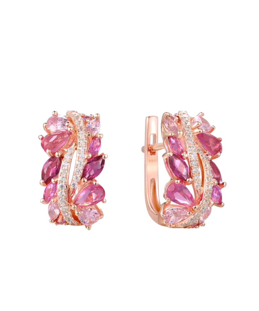 Apzeltīti sudraba auskari ar nano safīriem un cirkoniem