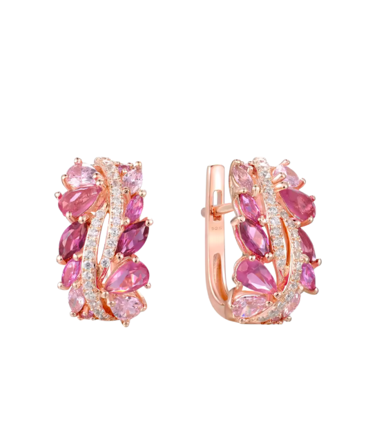 Apzeltīti sudraba auskari ar nano safīriem un cirkoniem