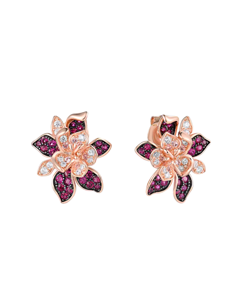 Apzeltīti sudraba auskari ar nano safīriem un cirkoniem