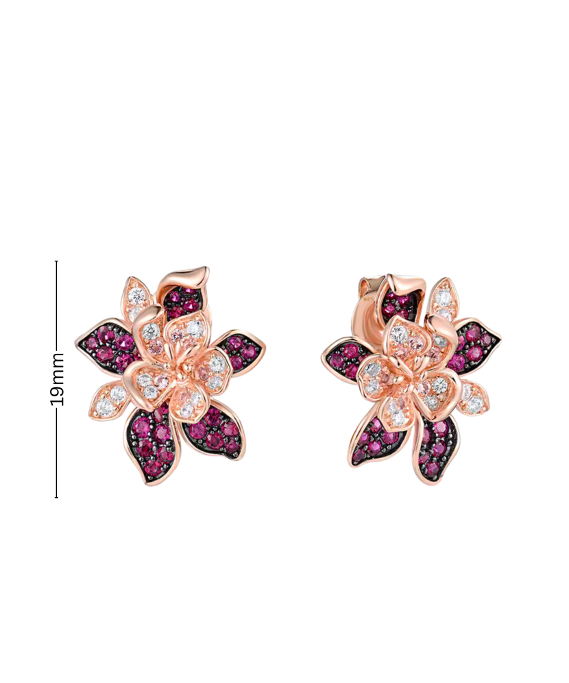 Позолоченные серебряные серьги с нано-сапфирами и цирконами