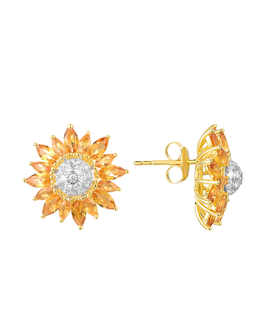 Apzeltīt sudraba auskari ar spineļiem un cirkoniem