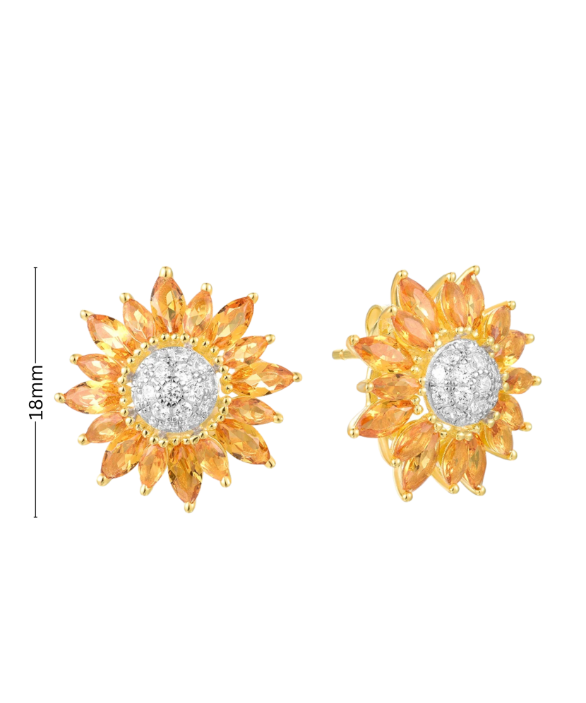 Серебряные позолоченные серьги со шпинелями и цирконами