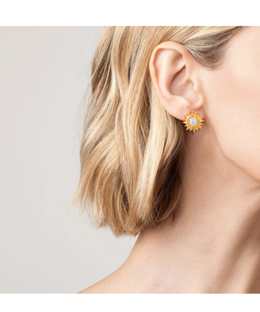 Apzeltīt sudraba auskari ar spineļiem un cirkoniem