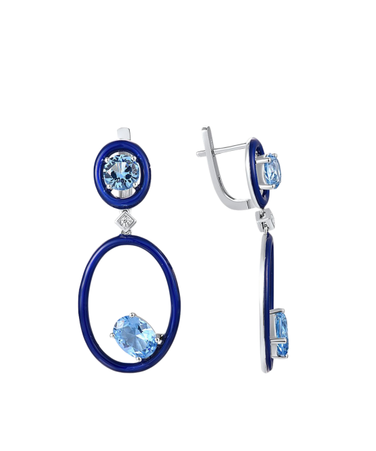 Sudraba auskari ar cirkonijiem un emalju