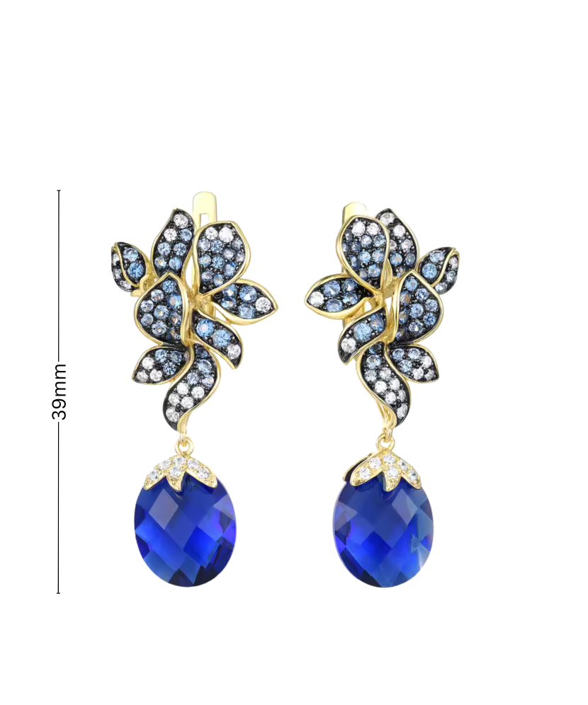 Apzeltīt sudraba auskari ar spineļiem un cirkoniem