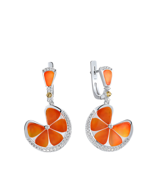 Серьги из серебра с цирконами и эмалью