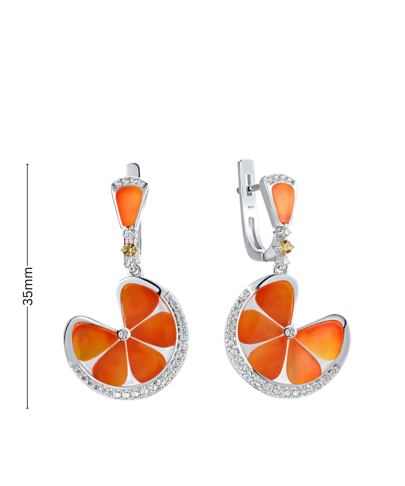 Sudraba auskari ar cirkonijiem un emalju