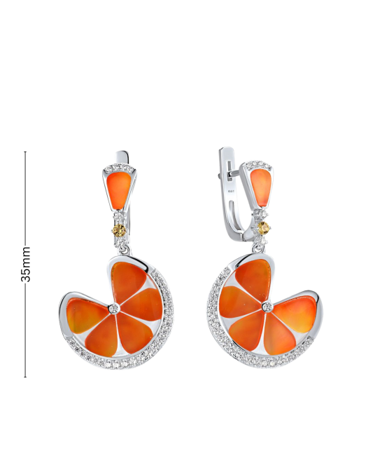 Sudraba auskari ar cirkonijiem un emalju