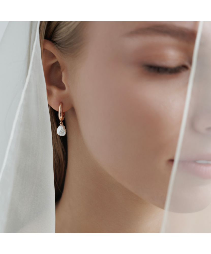 Apzeltīti sudraba auskari ar Keši pērlēm