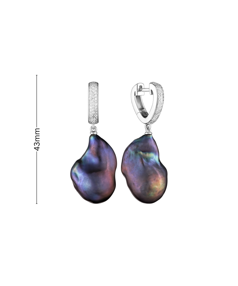 Sudraba auskari ar Kasumi pērlēm un cirkonijiem